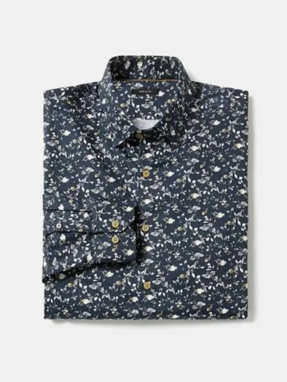 J. Crew Men’s Secret Wash Casual Button Down Navy Blue Floral Slim Fit Size L